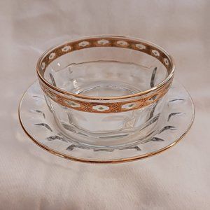 Vintage Arcoroc France Valencia 22k Gold Lined Bowl and Dessert Plate